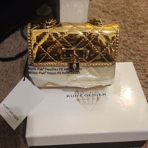 Kurt Geiger Shiny Gold Mini Bag